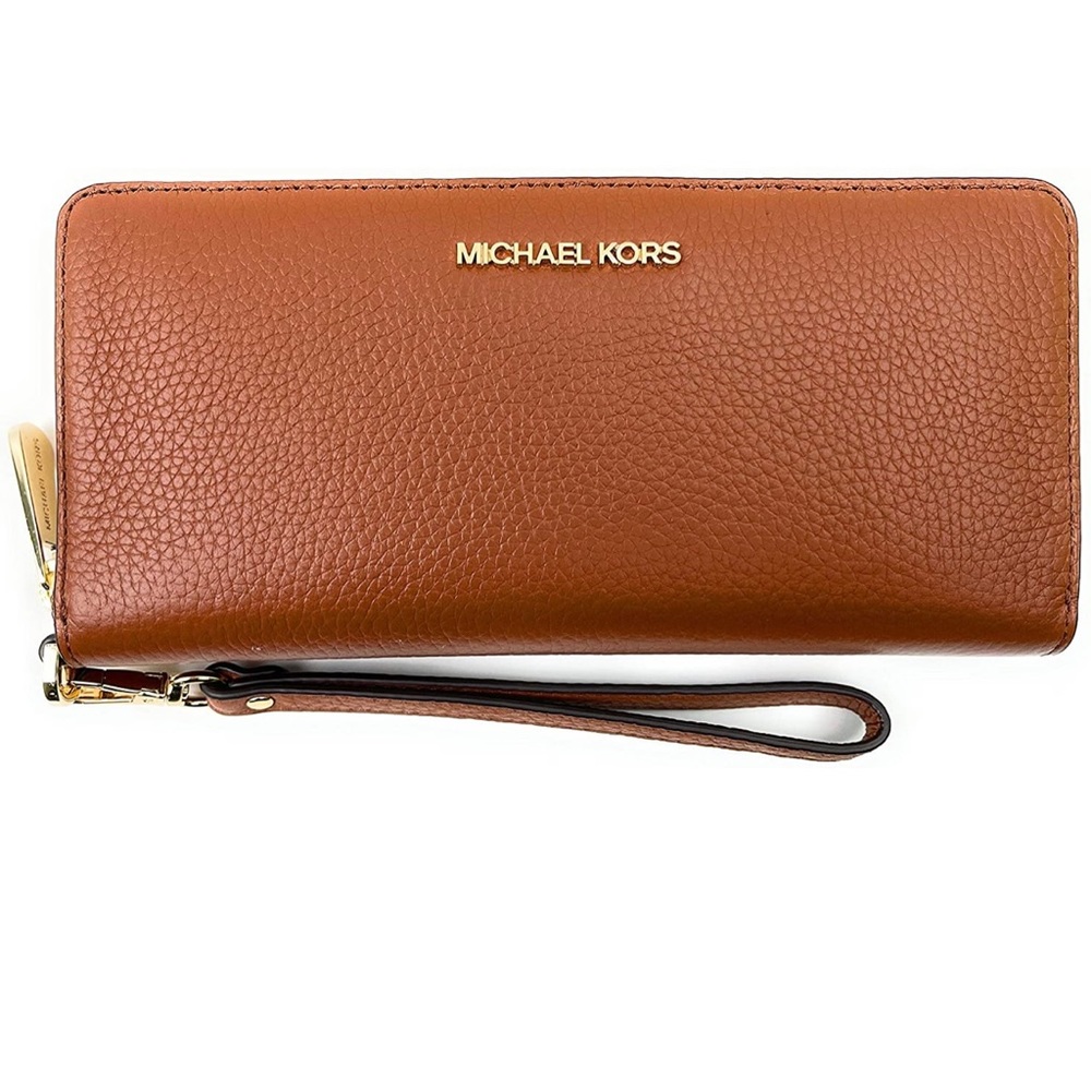 NWT MICHAEL KORS BROWN LEATHER WALLET/WRISTLET